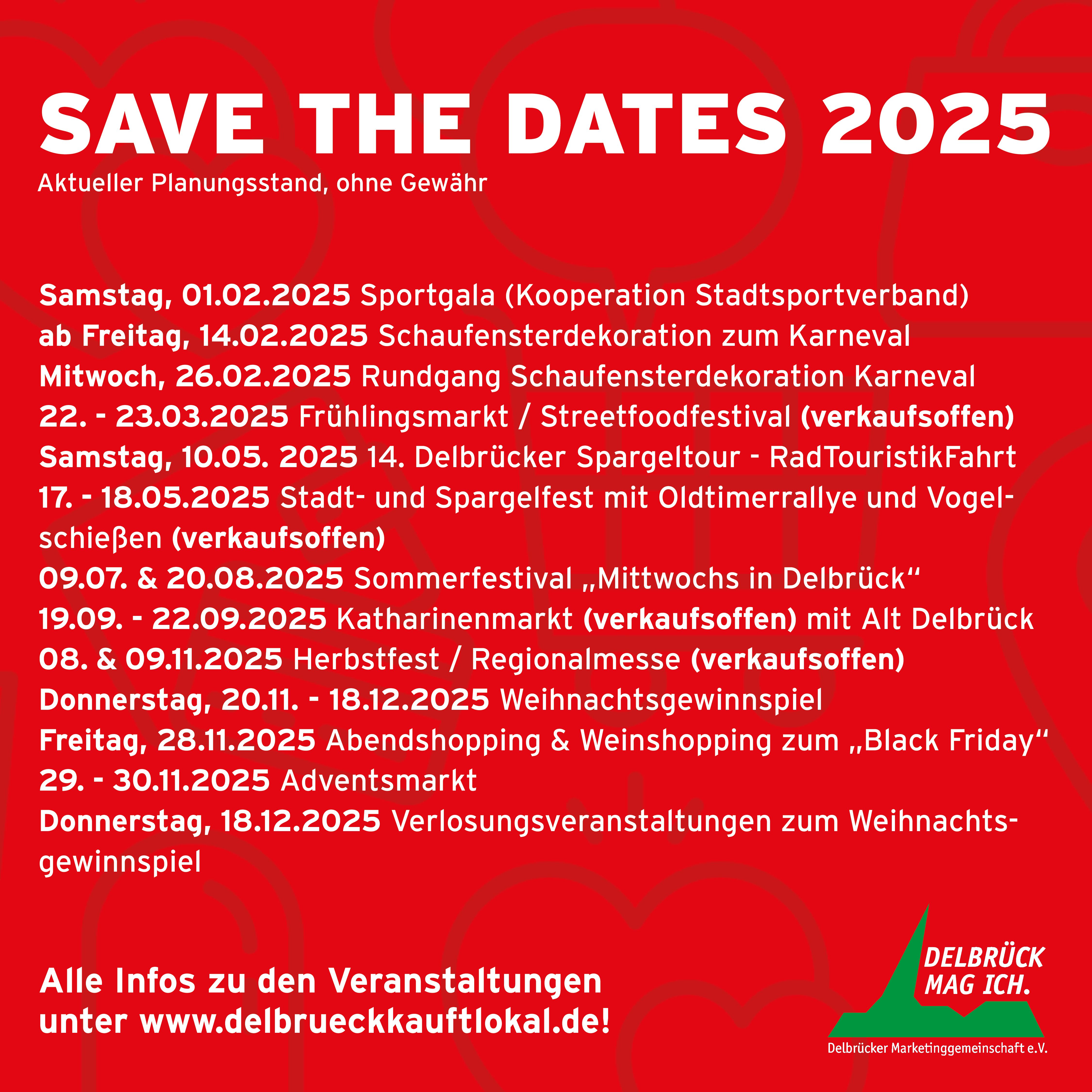 Die neuen Termine für 2025!